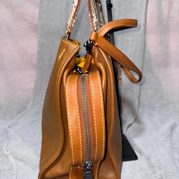 Coach Rogue Bag 36 With Colorblock Snake C4557 Python Black Copper 1941 Saddle - Picture 4 of 5